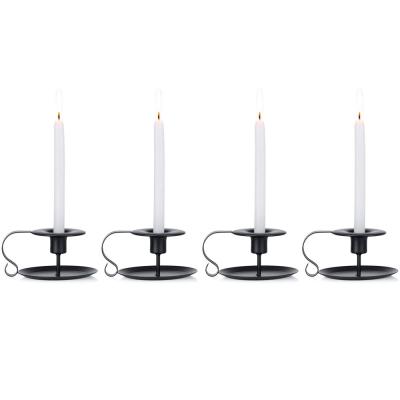 China Home Decoration Simple Black Candlestick Holders Taper Candle Holder For Halloween for sale