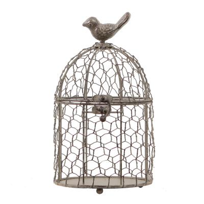 China WEDDING Popular Small Metal Birdcage With Tealight Stand Wedding Flower Table Hanging Centerpiece for sale