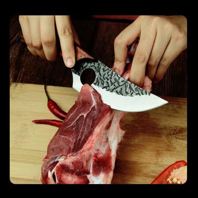 China Carbon steel hand-beat the high-hardness sharp boning knife, imported from Japan 5 Cr3WOv Xanadu handle steel wood slicer butcher knife for sale