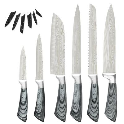 China Chef Slicing Bread Santoku Knife ZEMEN Kitchen Cooking Knives Set 7Pcs 9Pcs Set Knife With Knife Sheath Knife Holder Chef Knife Slicing Chopping Bread Knife Set for sale