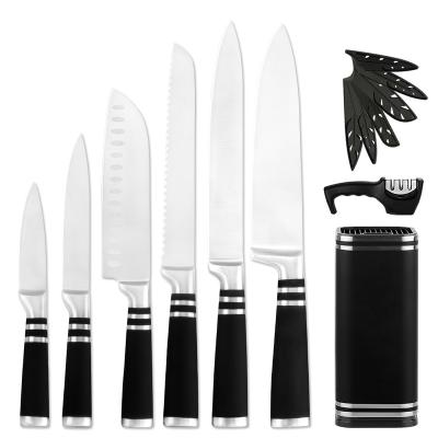 China Chef Knife Set Zemen Carbon Stainless Steel Kitchen 8 Inch Kitchen Knife Block Stainless Steel Holder Knife with Sheath and Ergonomic Handle for sale