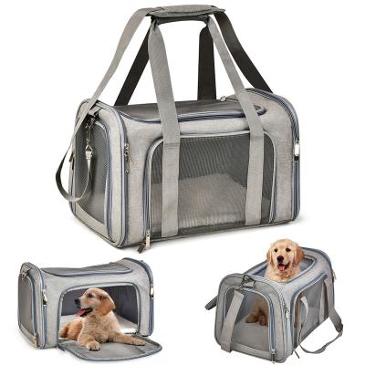 China Soft Pet Carriers Bag Cat Dog Carrier Bags Outgoing Portable Breathable Foldable Travel Stored Pets Handbag With Locking Safety Zippers for sale