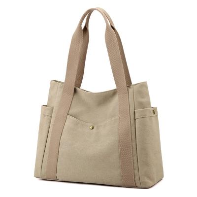 China Large Capacity Shopping Bag The New Simple Casual Shopping Multicolor Large Capacity Canvas Tote Bag Shoulder Bag Women Tote Bag for sale