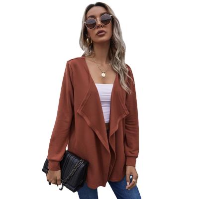 China Autumn 2021 Women Clothing New Solid Color Breathable Casual Long Sleeve Cardigan Top Jackets for sale