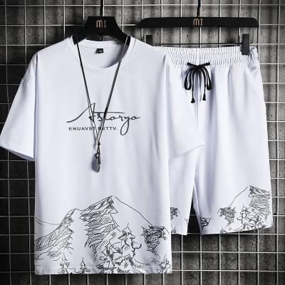 China Men's Casual Sports Suits New Fashionable Summer Fashion Two Piece Sets Men's Sets 2021 Breathable Clothing for sale