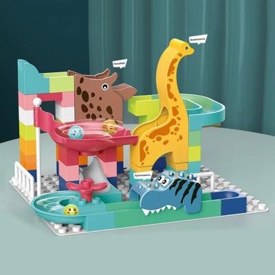 China Construction Toy 62PCS dinosaur slide marble run dinosaur building blocks Educational Construction Toys Bricks Set for Kids for sale