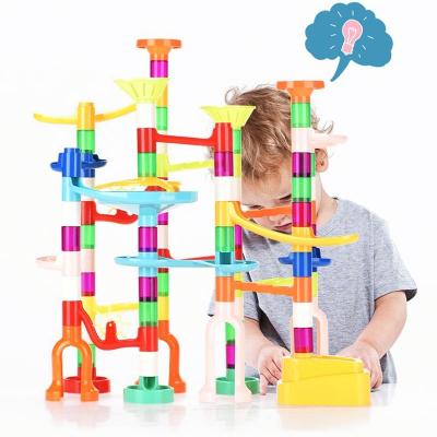 China Construction Toy 105pcs set DIY Construction Kids Maze Ball Roll Toys children's games Marble Run Track educational toy block toys building for sale