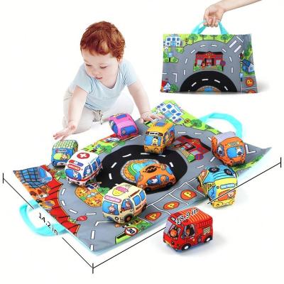 China Educational Toy Wholesale storage toy 9 cars crawling play blanket cloth book baby play mat traffic mats for sale