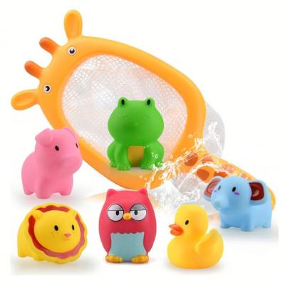 China Water Spraying Tool wholesale Cheap Vinyl 6PCS cute animal Tuck net Bath toys for baby toddlers boys girls bathtub time Spray Water Toy for sale