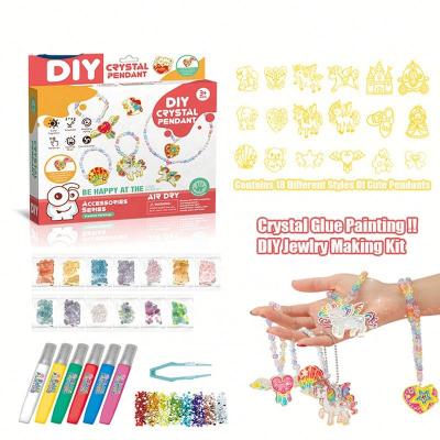 China Educational toys New 2022  Creativity painting DIY craft kit handmade crystal glue paints make own jewelry toys for kids for sale