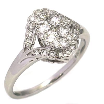 China Wholesale Romantic Jewelry 18K W/G Bling Real Diamond Ring Fashionable Wedding For Female for sale