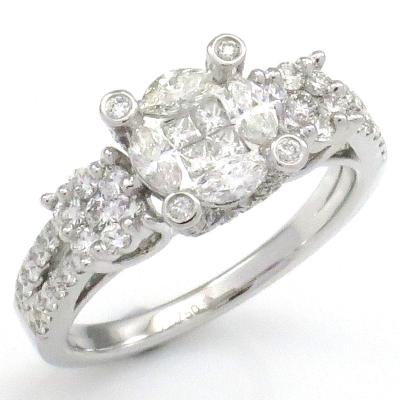 China Custom Romantic 18K W/G Bling Bling High End Wedding Ring For Female for sale