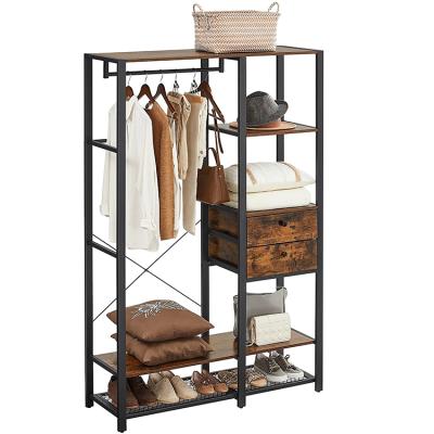 China (Size)Adjustable Wooden Metal Coat Racks Stand Modern Style With Storage Shoe Cabinet Clothes Racks With Living Room Furniture for sale