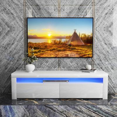 China Modern Design High Gloss High Gloss LED TV Stand Cabinet For Living Room for sale