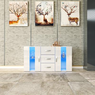 China White / Black Convertible 3 Drawer Sideboard 2 Door Cabinet Cupboard With LED Light Storage for sale