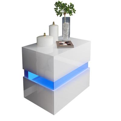 China Modern Simple RGB Light Bedside Table with Seven Colored RGB Lights for sale