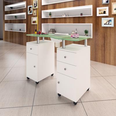 China Easy White Manicure Table With Vacuum Cleaner Salon Beauty Storage Station Desk 3 Drawers for sale