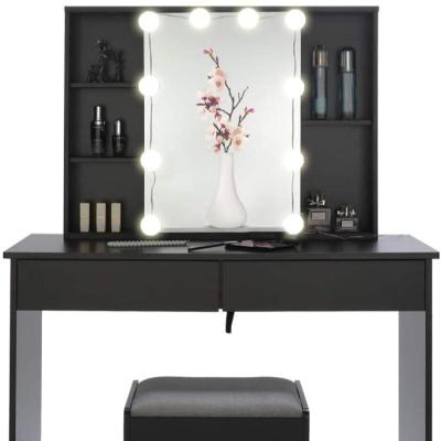 China (Other) Large Adjustable Vanity Set with LED Lights and Mirror, Makeup Tables with 5 Shelves, Dressing Vanity Table with 2 Large Drawers for sale