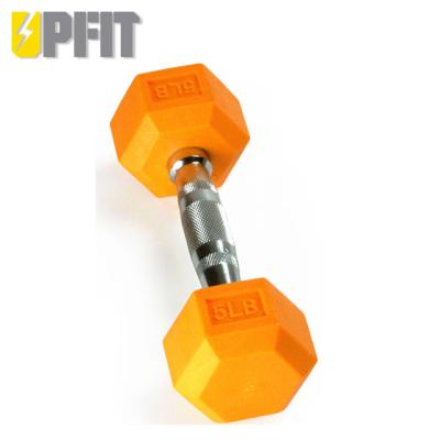 China Eco-friendly Color Rubber Hex Weightlifting UPFIT Dumbbell for sale