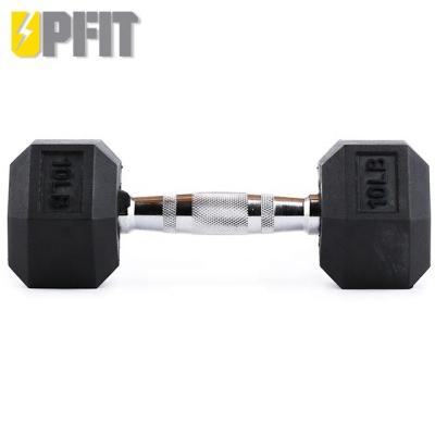 China UPFIT 1/6 Hex Hand Mills Buy Dumbbells Cheap Weight Rubber Wrapped Metal Dumbbells Stainless Non-Slip Set Eco-Friendly for sale