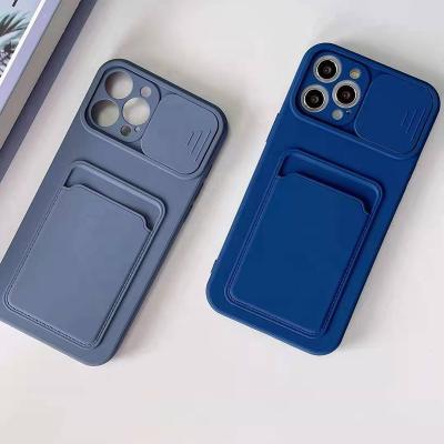 China Card Slot Mobile Phone Cover Slide Camera Lens Protector TPU Shockproof Phone Case For iPhone 11/12/12 pro for sale