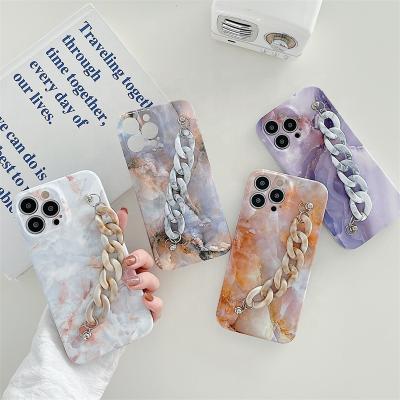 China Luxury Marble Shockproof Wrist Chain Phone Case For iphone 13 IMD Marble Soft tpu Phone Cover For iphone xs 11 12 13 for sale