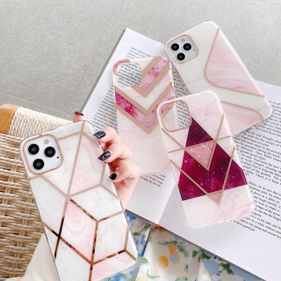 China Luxury Marble Geometric Shockproof Stripe IMD TPU PC Phone Case For Iphone 12mini 5.4 12 max 12pro 6.1 12pro 6.7 marble mobile case for sale