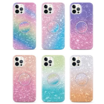 China Anti-drop for iphone 11 12 pro imd gradient color tpu max cell phone case 360 ​​rotation kickstand phone cover for iphone 12 mini for sale