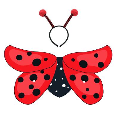 China CM050 Printing Ladybug Wings Halloween Costume For Kids Digital Antenna Headband Printing Wings For Kids Party Cosplay Dress Up for sale