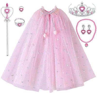 China CM054 Wholesale Breathable Tiara Crown Magic Wand Necklace Earring Rings Bracelet Set Princess Party Cosplay Cape Cloak Fancy Dress Girls for sale