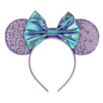 China HB111 Hair Decoration Sequin Mickey Ears Headband Glitter Princess Party Hair Decoration Mouse Ears Bow Headband Cosplay Costume for sale