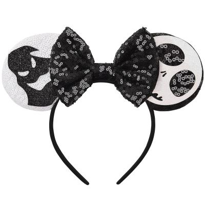 China HB112 Child Adult Halloween Ghost Headband Non-slip Sequin Mouse Ears Bow Mickey Hairband Headband For Hair Cosplay Party Accessory for sale