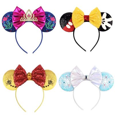 China Hair Decoration HB003 Kids Adult Novelty Headband Minnie and Mickey Ears Bow Hairband for Party Hair Decorations for sale