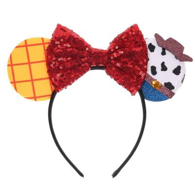 China HEADBAND HB119 Kids Adults Party Supplies Glitter Sequin Bows Cartoon Mouse Ears Headband For Halloween Cosplay Party for sale