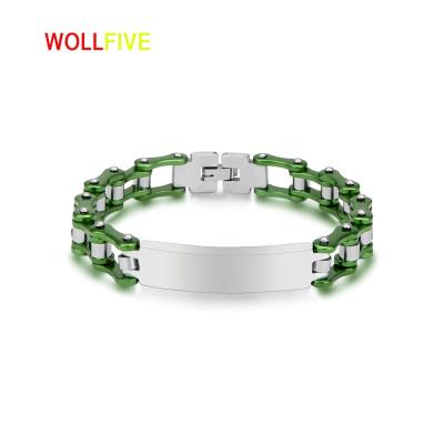 China Custom Engraved Fashion CLASSIC Trendy Mens Metal Motorcycle Chain Bracelet for sale