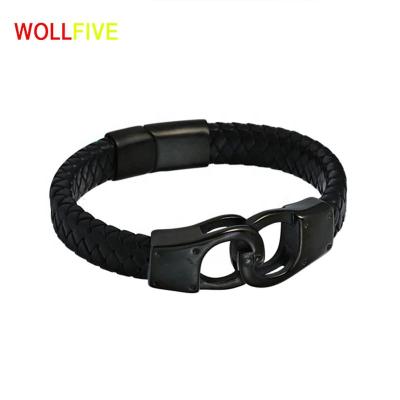 China Trendy European Style Fashion Jewelry Wholesale Wrapped Multilayer Men's Leather Bracelet for sale