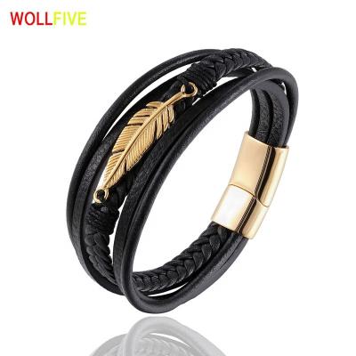 China Other Leather Bracelet Men Braided Magnetic Loop Bracelet for sale