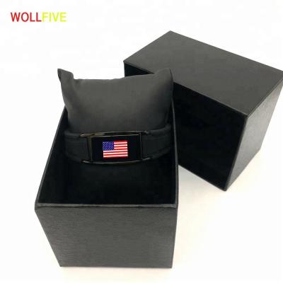 China Wholesale Silicone Manufacturers USA Country Flag Bracelet Silicone Energy Souvenir American Flag Bracelet for sale