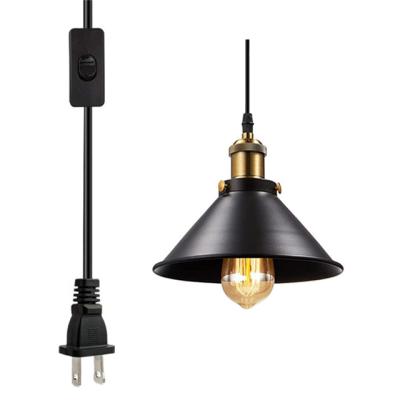 China Modern American Style Led Modern Design Hanging Light Stairs Hanging Lighting Black Metal Plated Pendant Light With Switch for sale