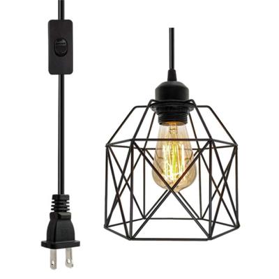 China Retro Metal Industrial Bedside Pendant Light Fixtures Adjustable Ceiling Lights Nordic Modern Birdcage for sale