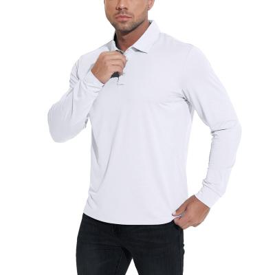 China Anti-Wrinkle Mens Golf Shirts Long Sleeve Polo Quick Dry Athletic Tennis Lightweight Polyester With Collar Shirt for sale