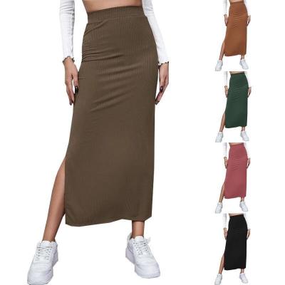 China Autumn And Winter New Breathable Border Fashion Skirt Women's Dress Solid Color Custom Hip Wrap Split Female Skirt for sale