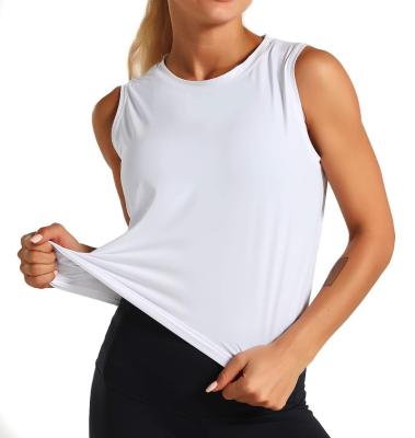 China QUICK DRY Sleeveless Workout Yoga Women Cool Fit T-Shirt Running Tops Short Tank Crop Custom Ribbed Tops for sale