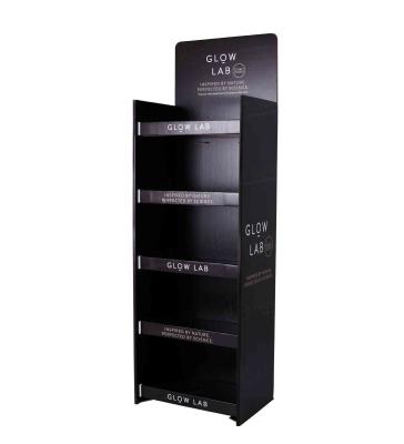 China Promotion Black Color 5 Shelves Floor Display For Storage POS Cardboard Display Stand for sale