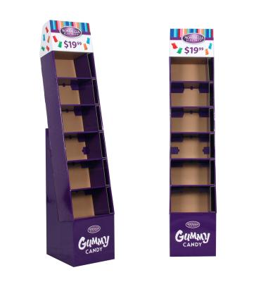 China Single sided candy store cardboard display walmart jelly row floor display racks confectionery store shelves retail store display for candy for sale