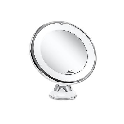 China Led Mirror Makeup With 10 Times Led Magnification, USB Charging Model, Three-color Rise Suction Cup Folding Beauty Mirror Abm02 for sale