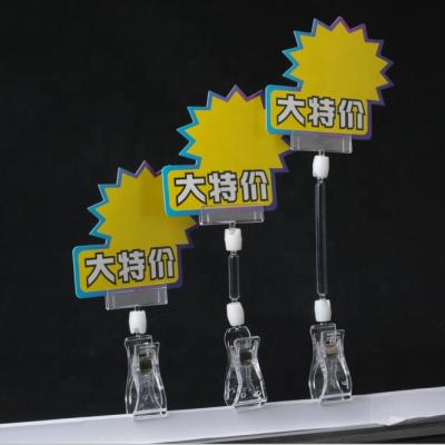 China PS Price Tag Clip Pop Display Rack Double Side Clear Plastic Clip For Supermarket for sale