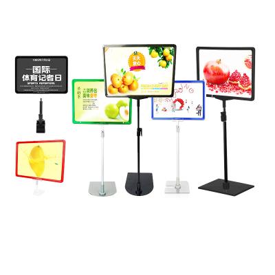 China Aluminum+Plastic Supermarket Advertising Display Adjustable POP Poster Stand With A3 A4 A5Frame for sale