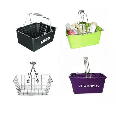 China Wholesale Metal Mini Wire Mesh Supermarket Shopping Basket Small Stackable For Cosmetics Shopping for sale