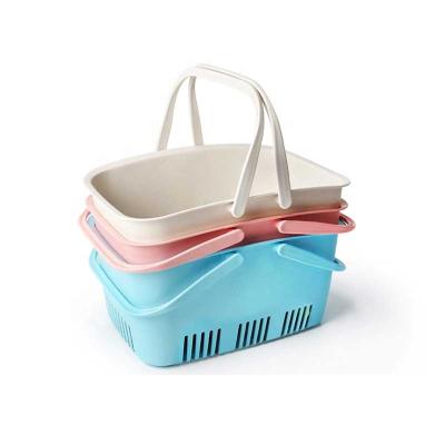 China Small Size PP Plastics PP Supermarket Grocery Carry Plastic White Pink Mini Shopping Basket With Handle for sale